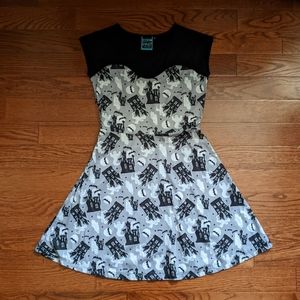 Too Fast Clothing Haunted House Halloween Goth Skater Dress Size M
